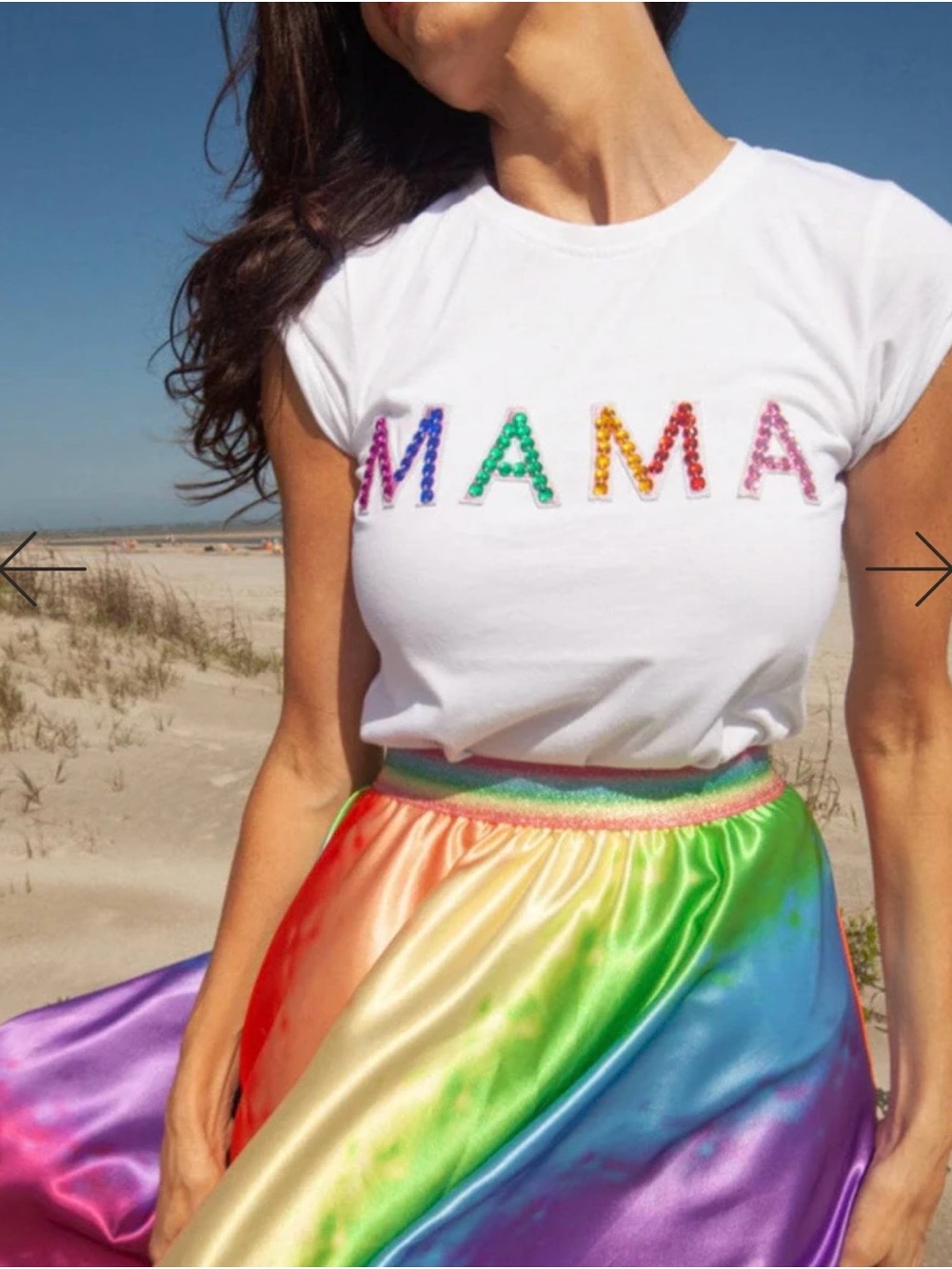 Lola + the Boys Gems White MAMA Embellished Tee, size Medium, EUC